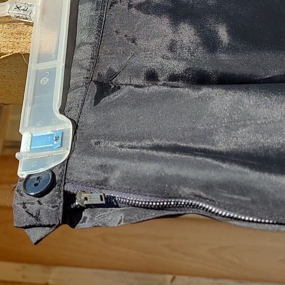 Petti Black Satin Red Plaid Pleated Knee Skirt - Picture 6 of 11